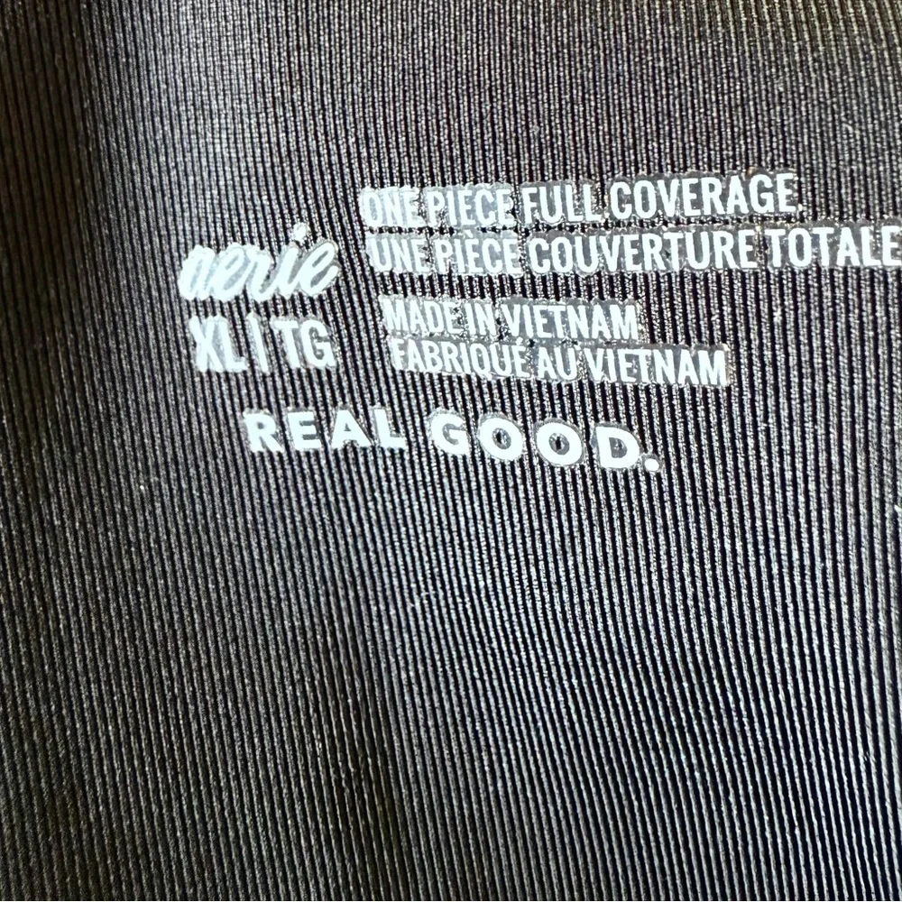 Aerie Real Good Women Swimsuit Black XL One Piece Full Coverage